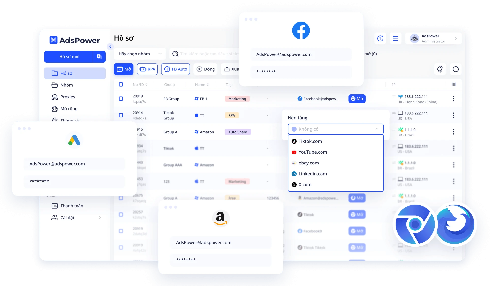 AdsPower antidetect browser for multi-account management